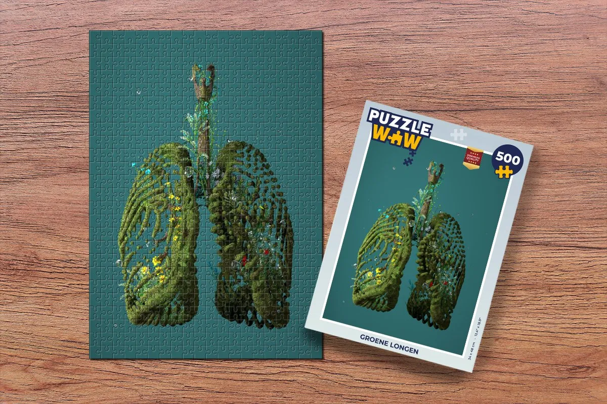 PuzzleWow Groene longen Legpuzzel 500 Stuks - Multicolor