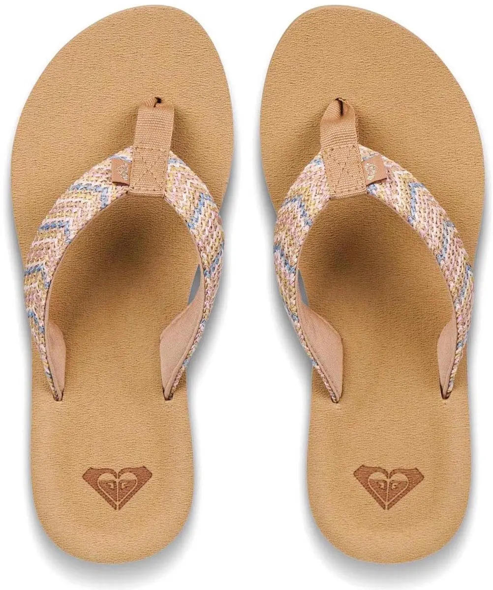 Roxy Porto Raffia Teenslippers 38 - Bruin/Blauw/Rozig - afbeelding 5 van 6