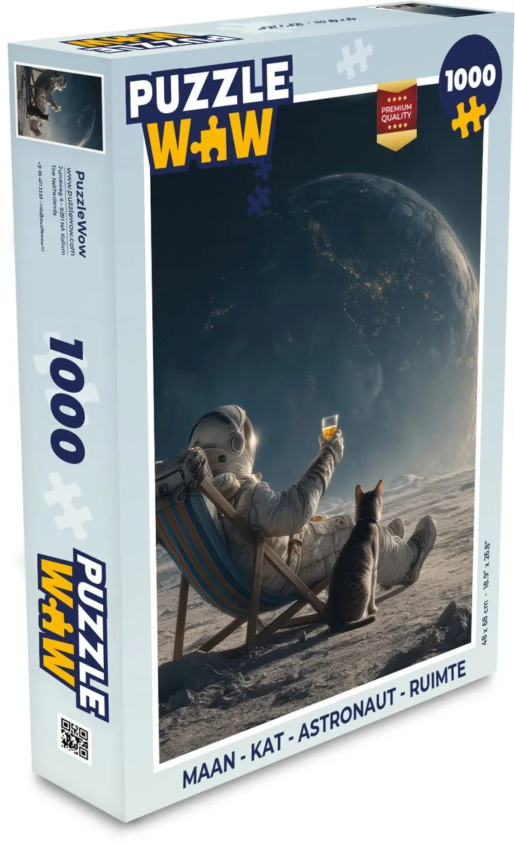 PuzzleWow Maan Kat Astronaut Ruimte Puzzel