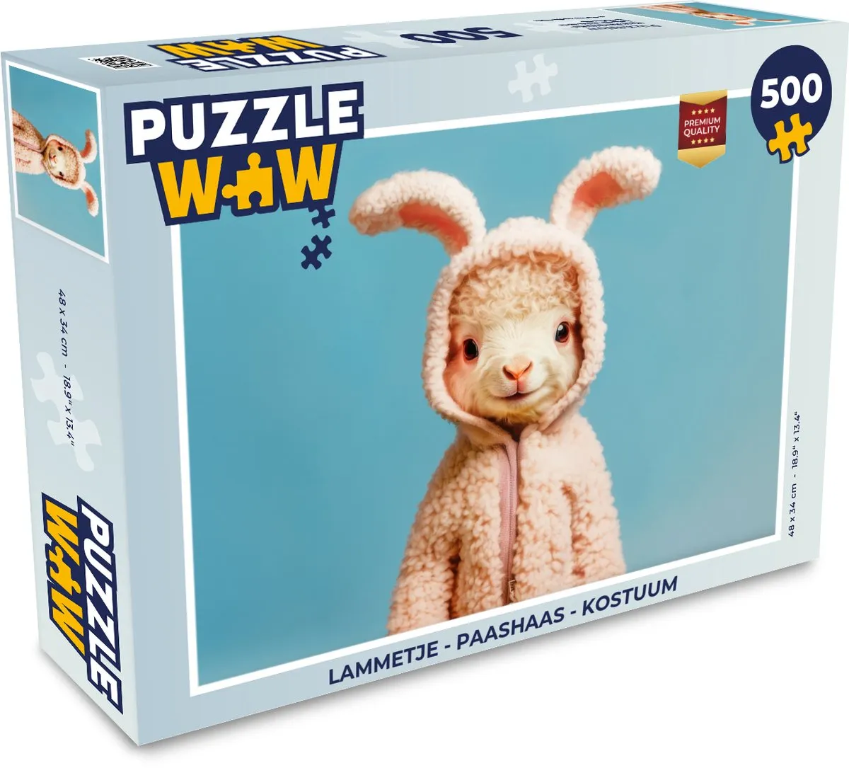 PuzzleWow Lammetje Paashaas Legpuzzel 500 Stuks - Blauw
