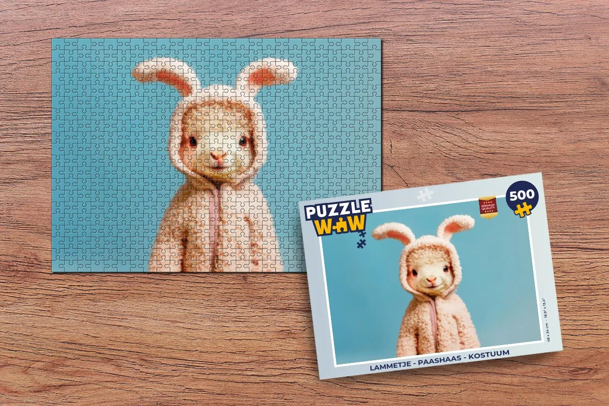 PuzzleWow Lammetje Paashaas Legpuzzel 500 Stuks - Blauw