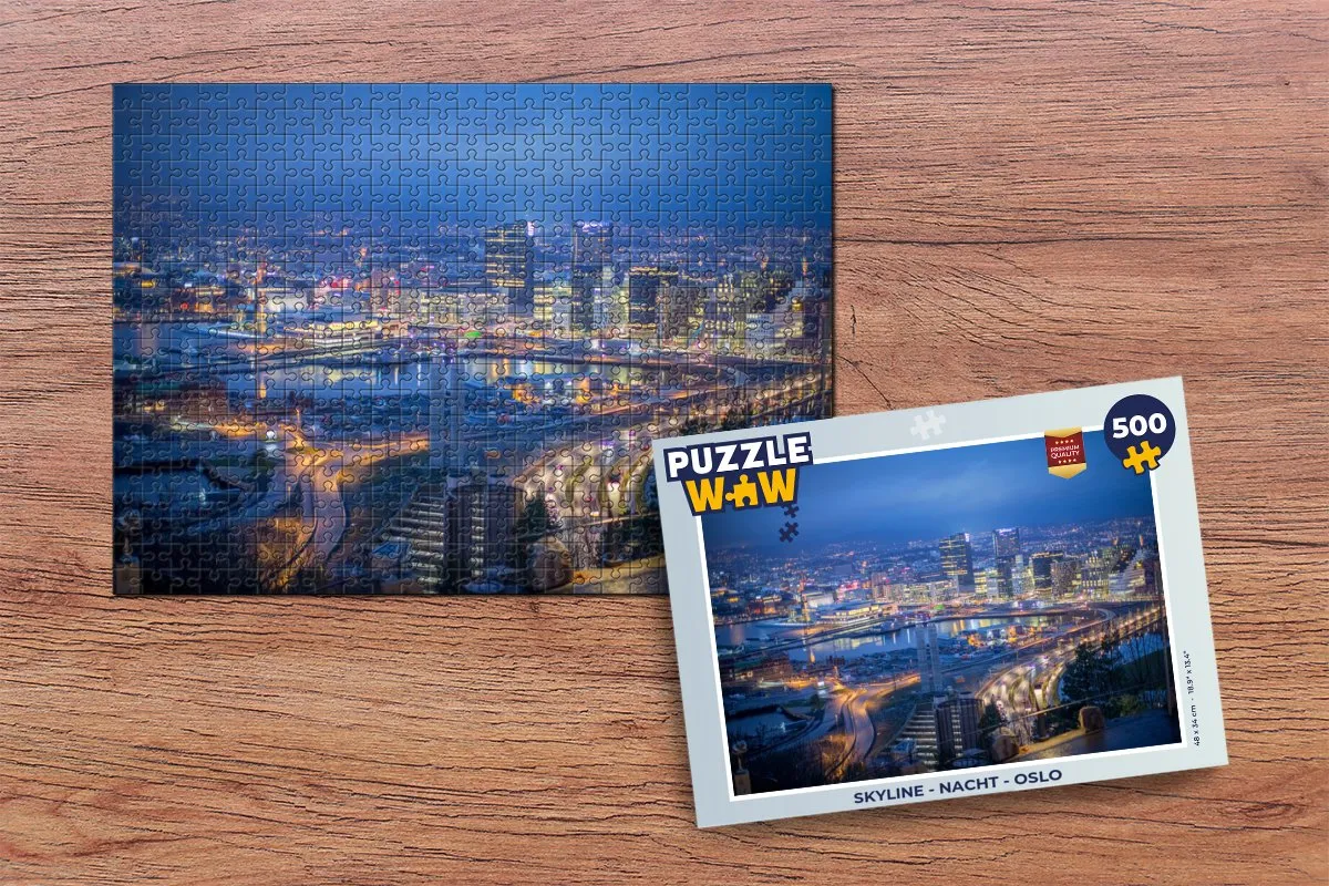PuzzleWow Skyline Oslo Legpuzzel 500 Stuks - Multicolor