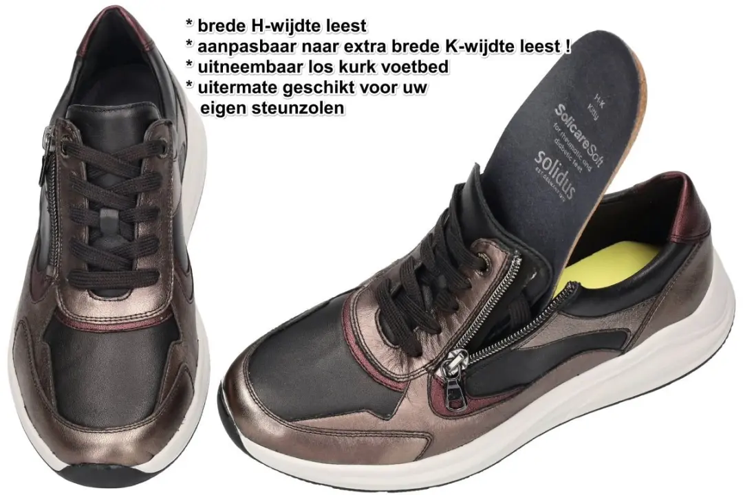 Solidus K-breedte Metallic Dames Sneakers 37.5