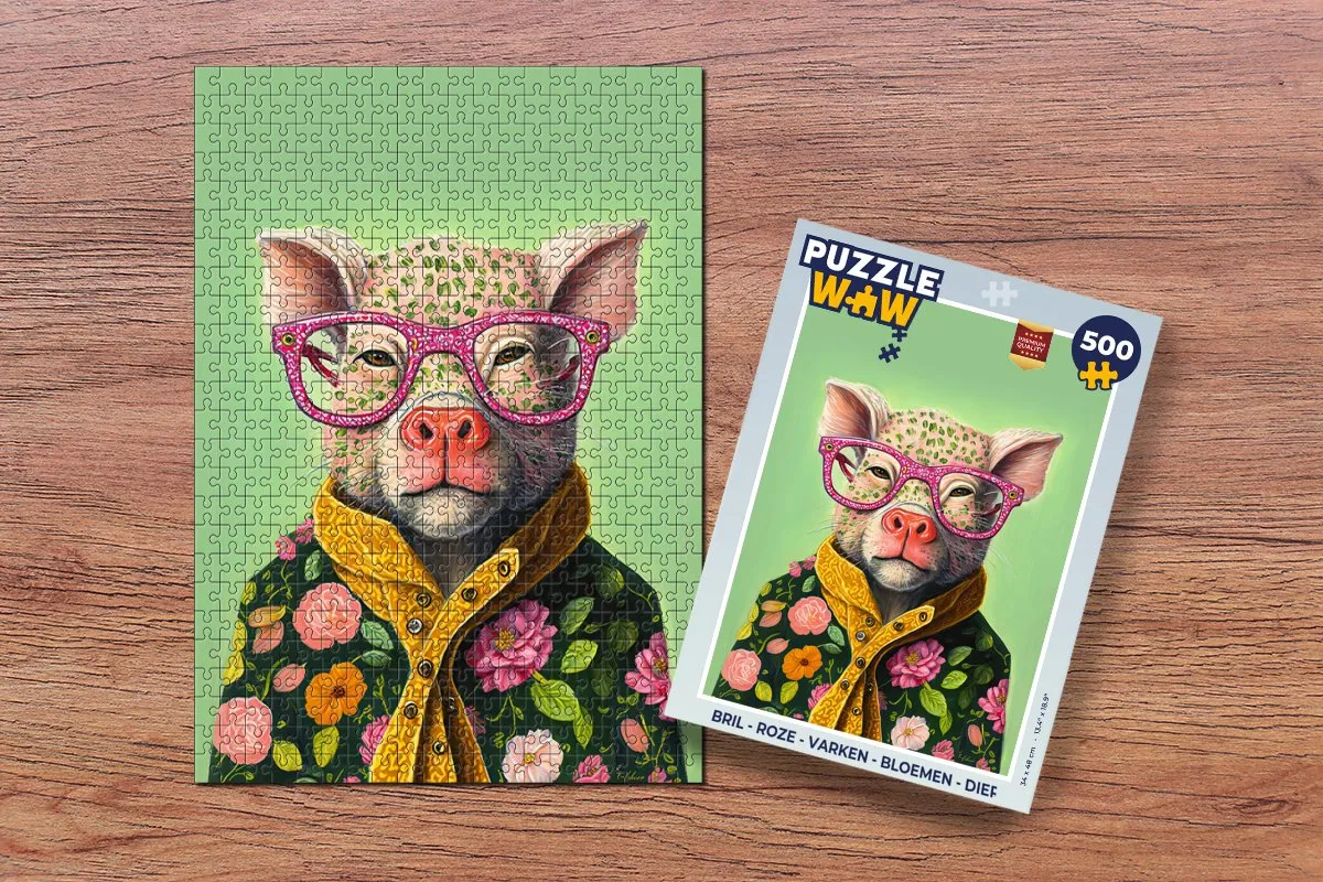 PuzzleWow Varken Bloemen Legpuzzel 500 Stuks - Multicolor
