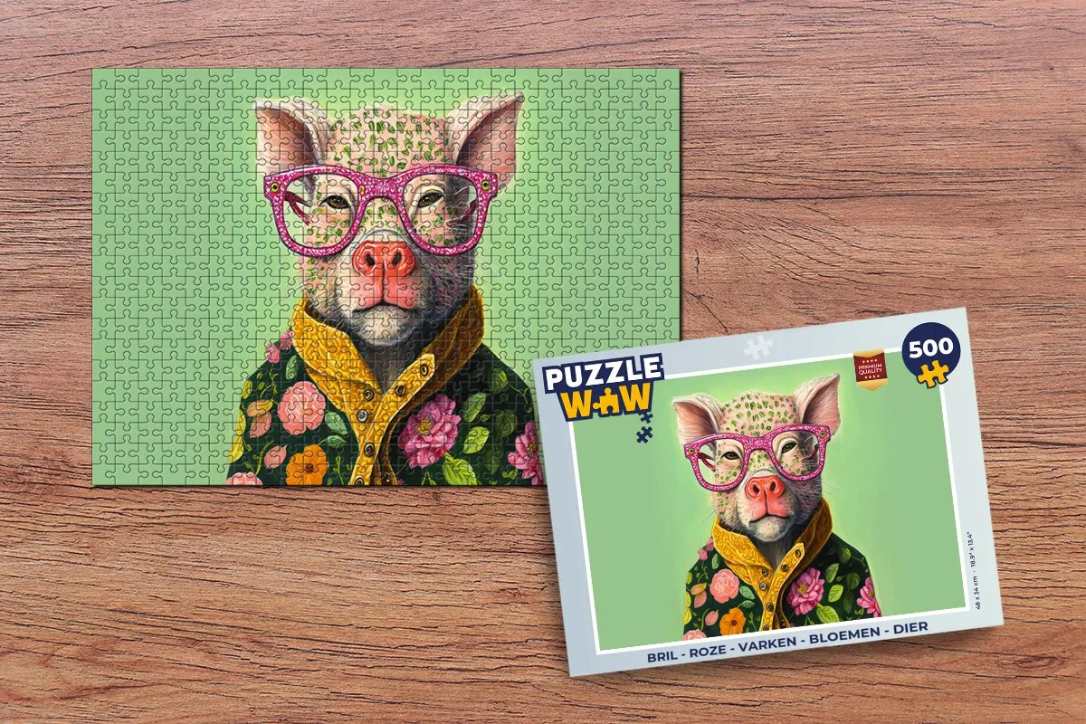 PuzzleWow Varken Bloemen Legpuzzel 500 Stuks - Multicolor