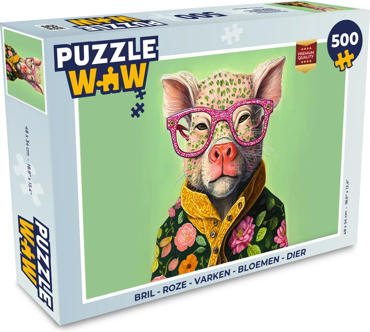 PuzzleWow Varken Bloemen Legpuzzel 500 Stuks - Multicolor
