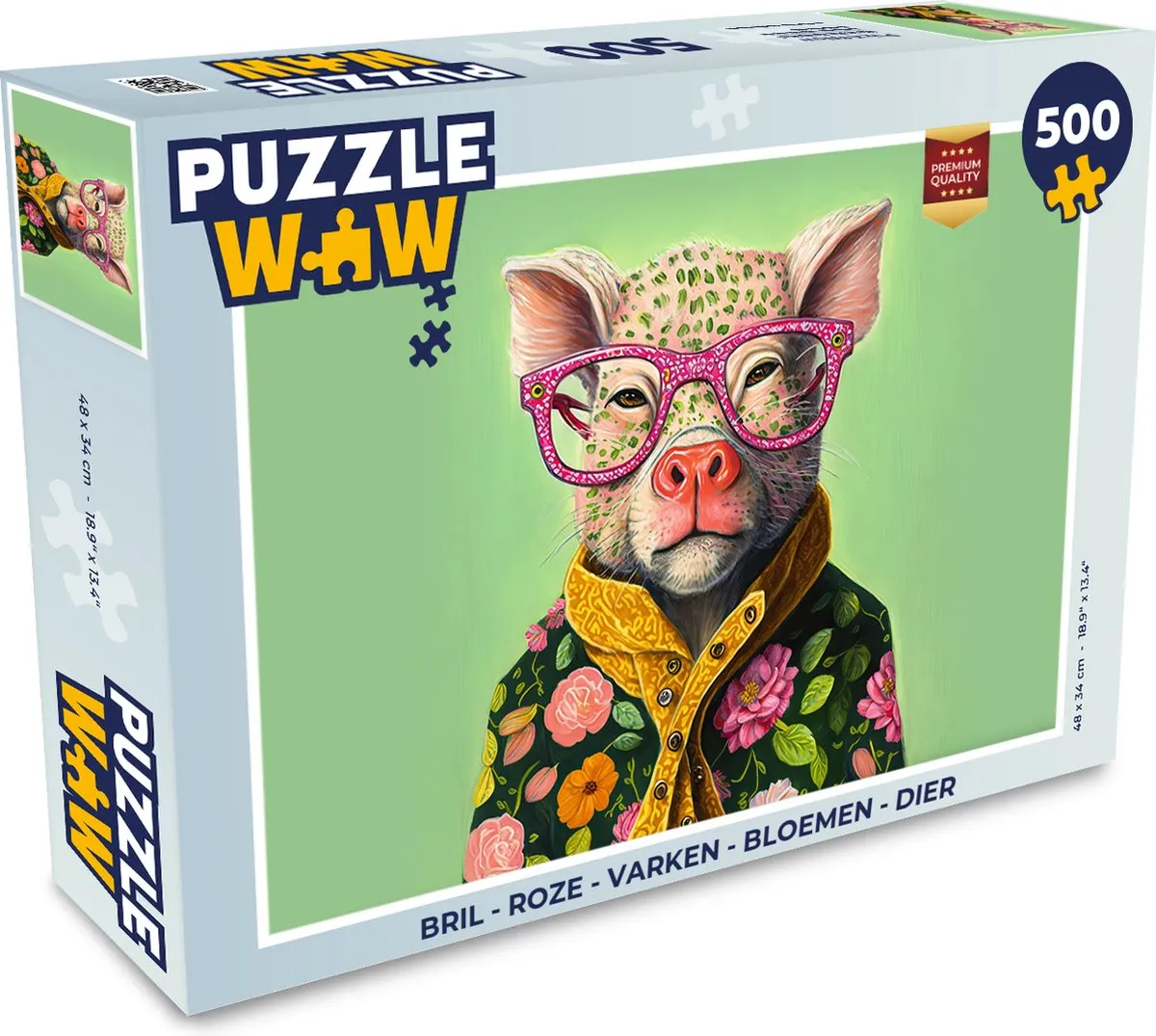 PuzzleWow Varken Bloemen Legpuzzel 500 Stuks - Multicolor