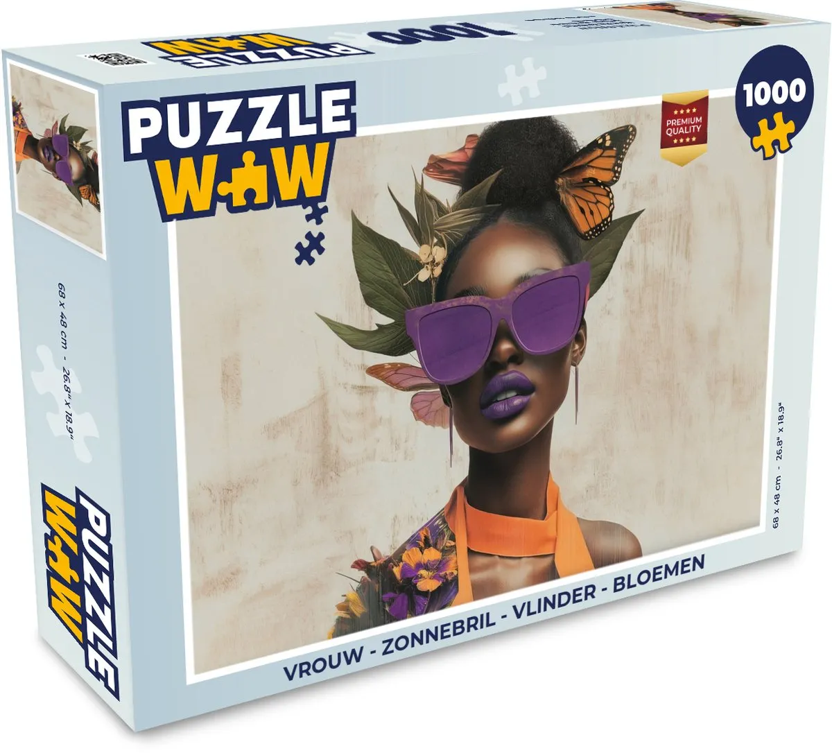 PuzzleWow Vlinder Bloemen Zonnebril Puzzel 1000 Stuks