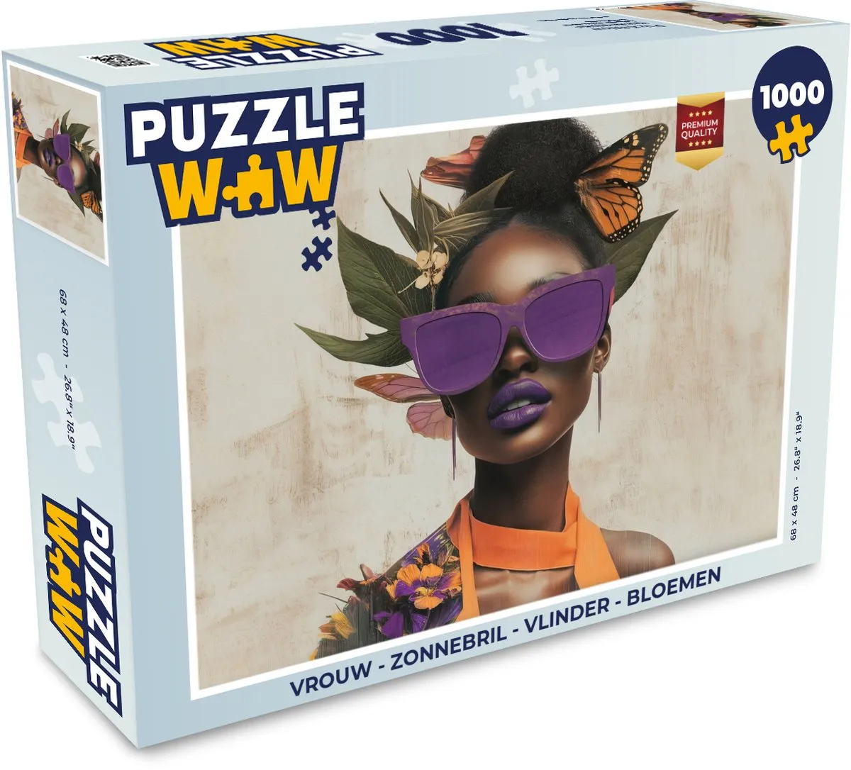 PuzzleWow Vlinder Bloemen Zonnebril Puzzel 1000 Stuks