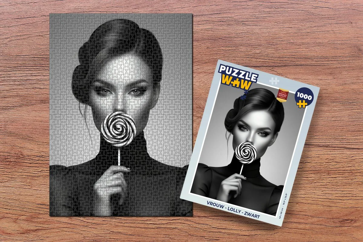 PuzzleWow Lolly Puzzel - 1000 Stuks - Zwart