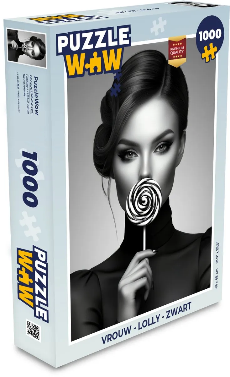 PuzzleWow Lolly Puzzel - 1000 Stuks - Zwart