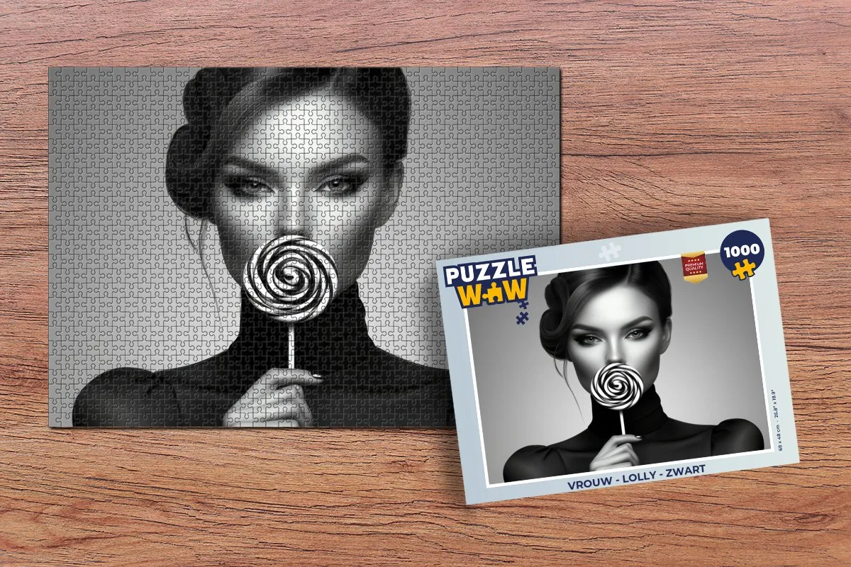 PuzzleWow Lolly Puzzel - 1000 Stuks - Zwart