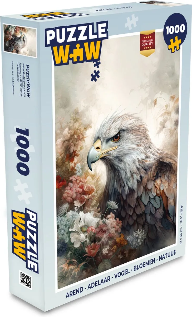 PuzzleWow Arend Adelaar Vogel Legpuzzel 1000 Stuks - Multicolor