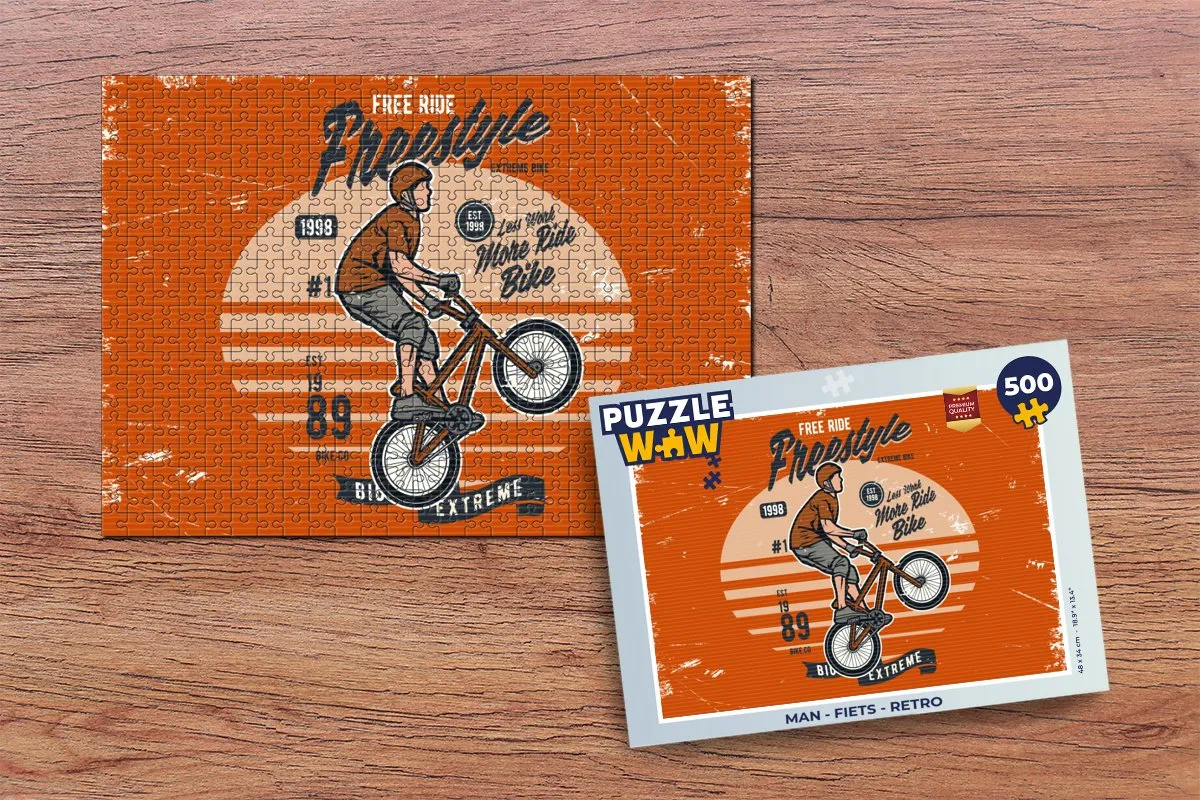 PuzzleWow Retro Fiets Legpuzzel 500 Stuks - Multicolor