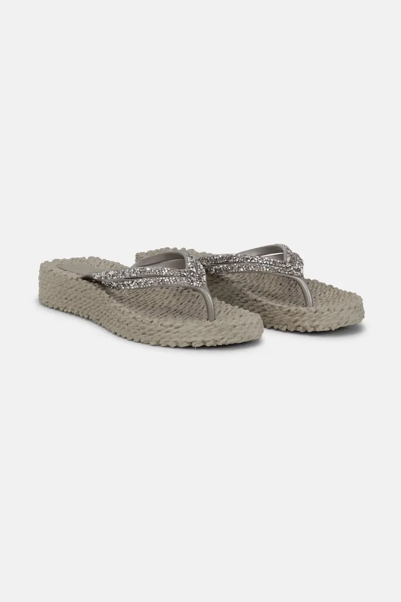 Platform slippers met zilveren mix strass steen CHEERFUL15