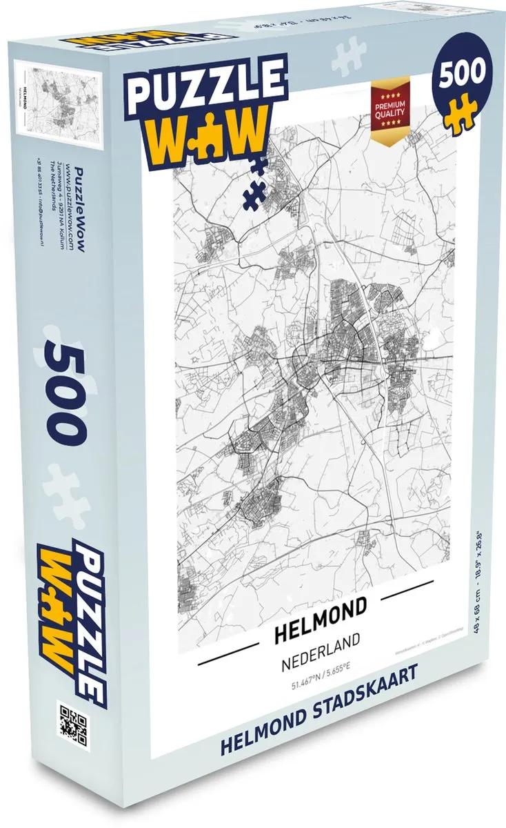 PuzzleWow Helmond Stadskaart Legpuzzel 500 Stuks