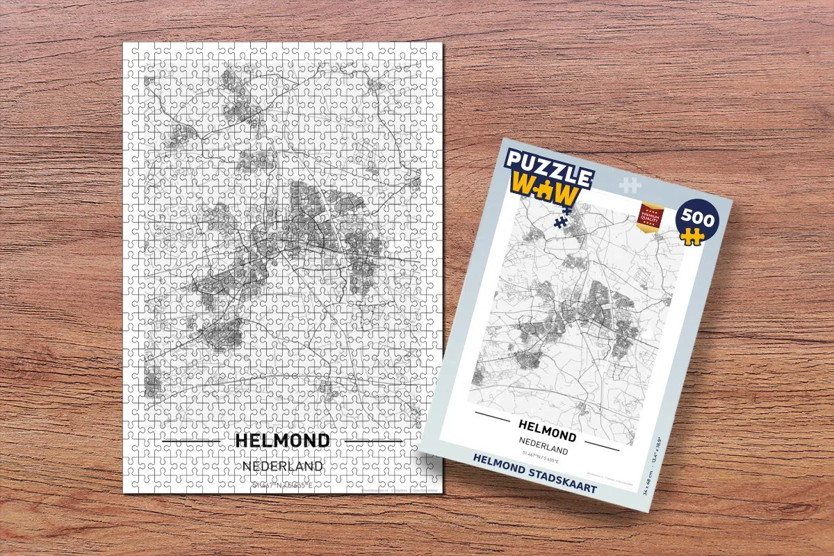 PuzzleWow Helmond Stadskaart Legpuzzel 500 Stuks - Multicolor