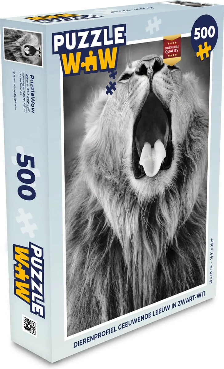 PuzzleWow Legpuzzel Geeuwende Leeuw 500 Stuks