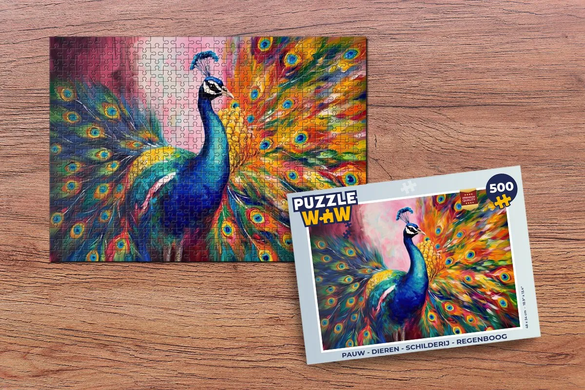 PuzzleWow Regenboog Dieren Legpuzzel 500 Stuks - Multicolor