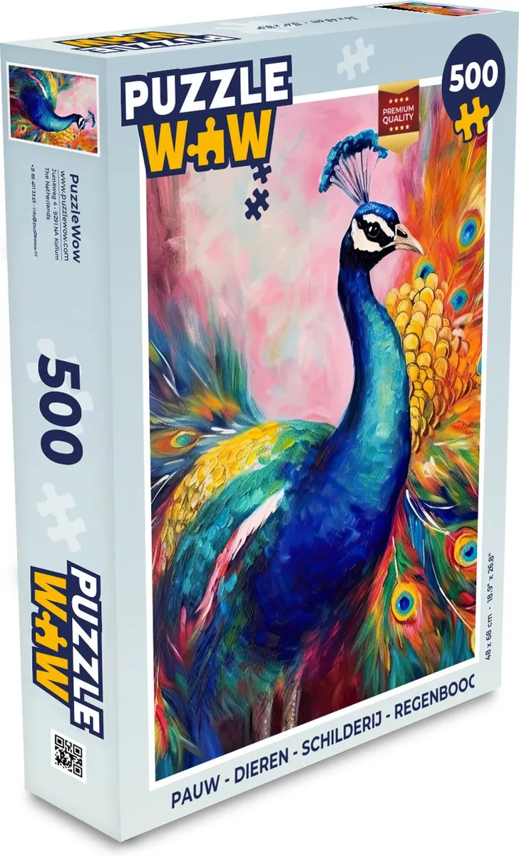 PuzzleWow Regenboog Dieren Legpuzzel 500 Stuks - Multicolor