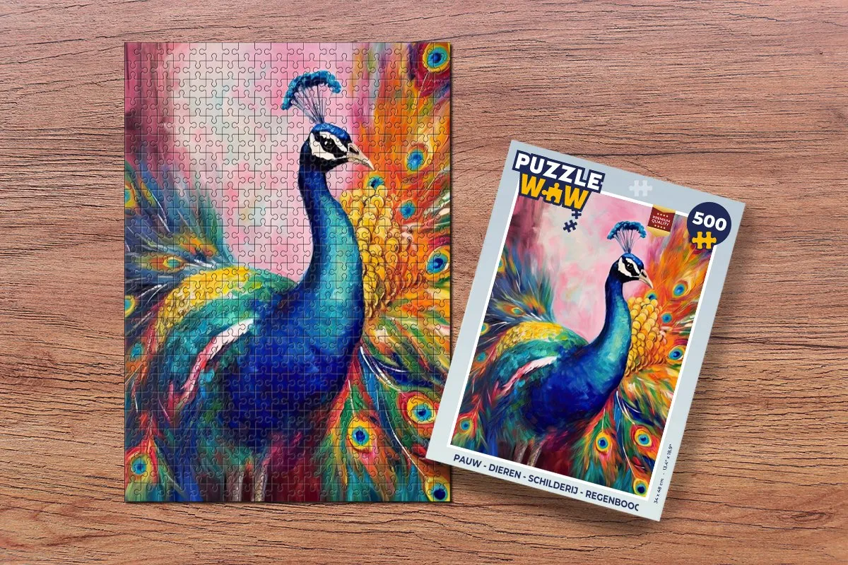 PuzzleWow Regenboog Dieren Legpuzzel 500 Stuks - Multicolor