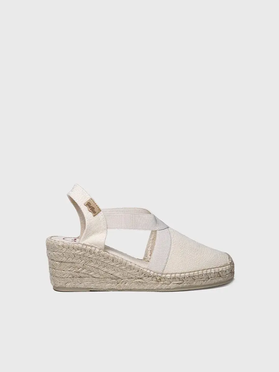 Veganistische espadrille met middelhoge sleehak