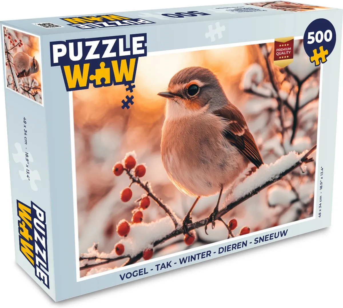 PuzzleWow Vogel Tak Winter Legpuzzel 500 Stuks