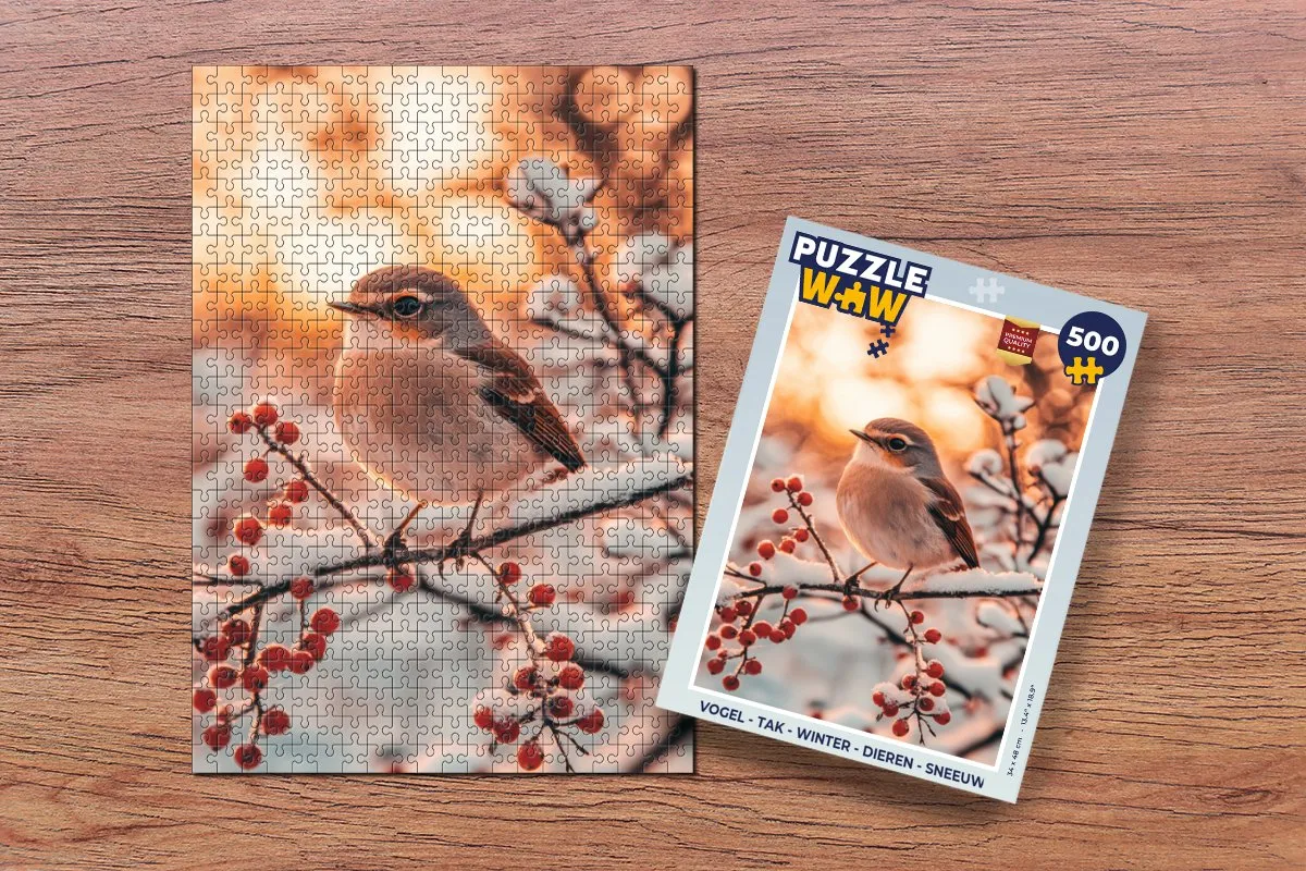 PuzzleWow Vogel Tak Winter Legpuzzel 500 Stuks