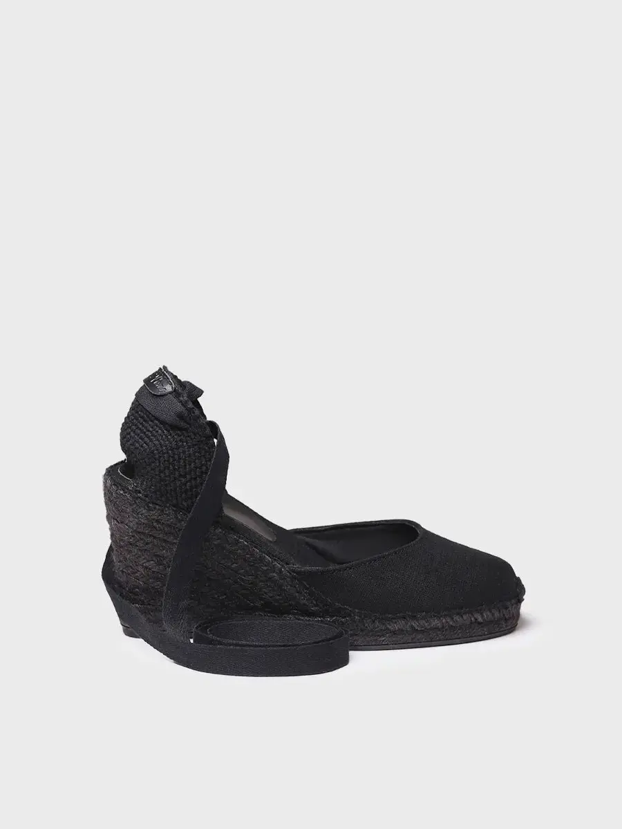 Valenciaanse espadrille voor dames met sleehak en linten