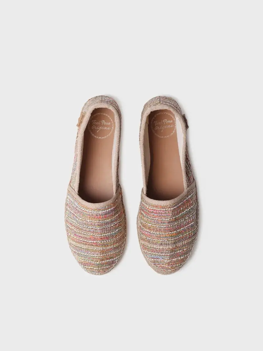 Platte espadrilles voor dames van glitterstof