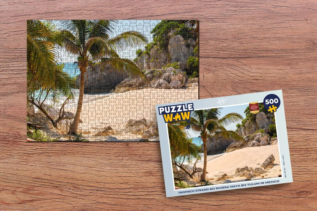 PuzzleWow Legpuzzel Tropisch Strand Riviera Maya 500 Stuks - Multicolor