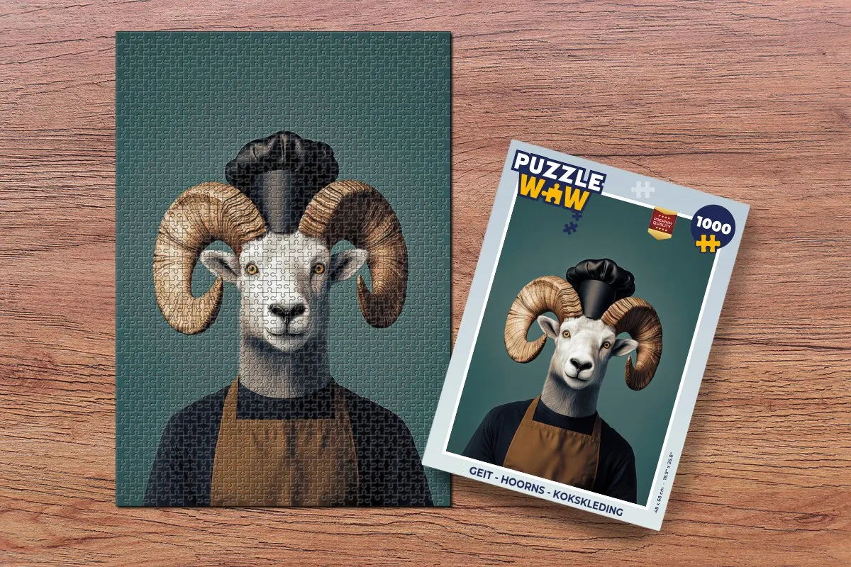 PuzzleWow Geit Kokskleding Legpuzzel 1000 Stuks