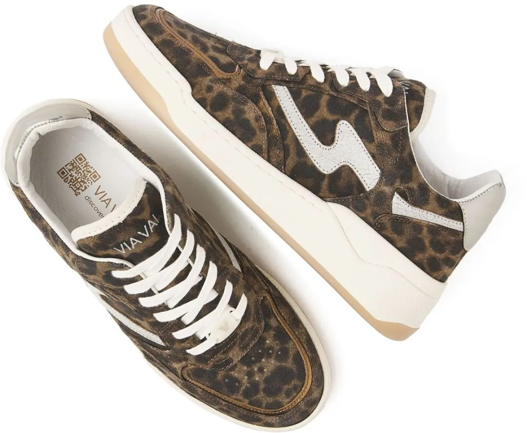 VIA VAI Sam Levi Sneakers - Dames 37 - Bruin Luipaardprint