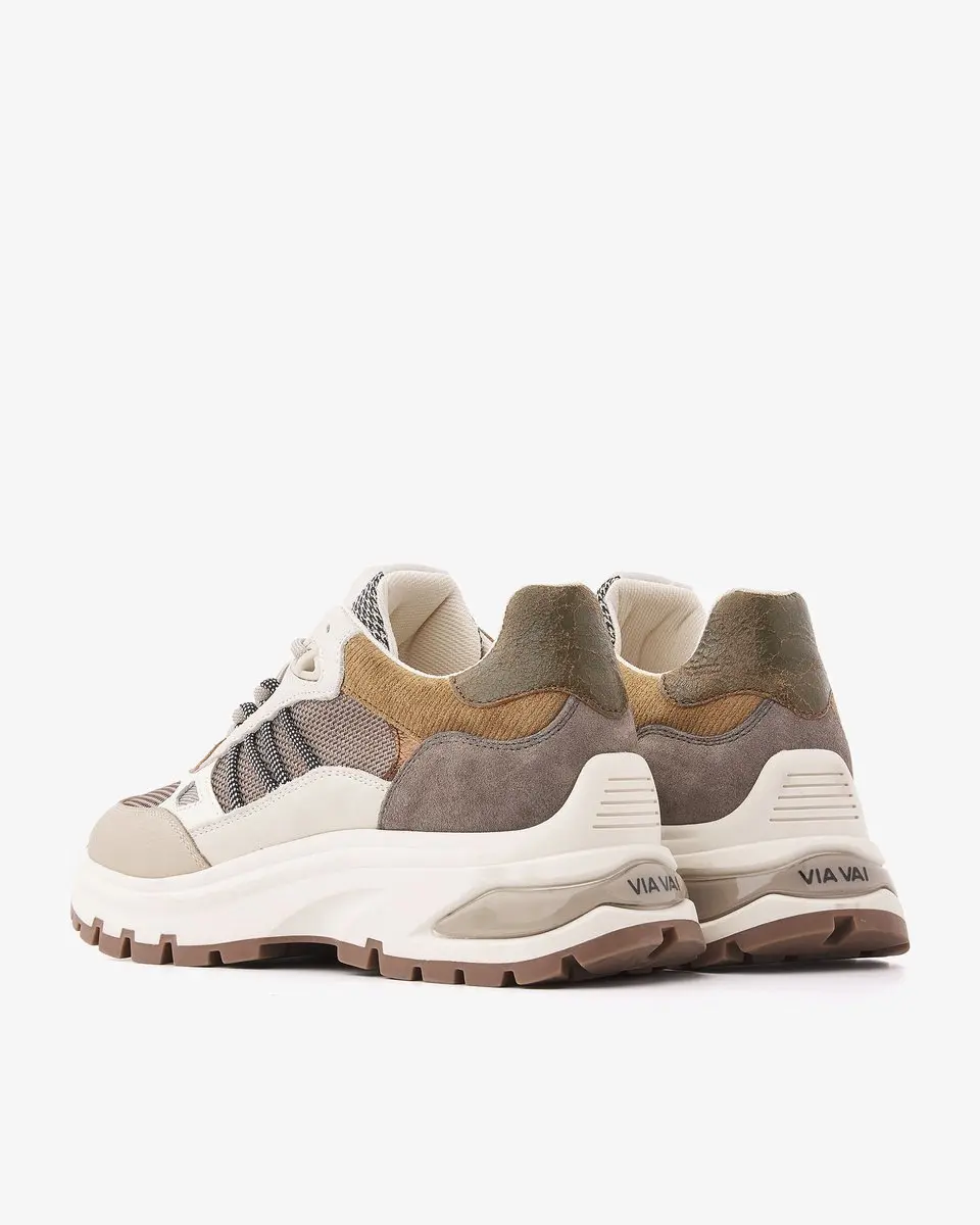 VIA VAI Liz Dae Sneakers Dames - Leer/Suède - Groen - 40
