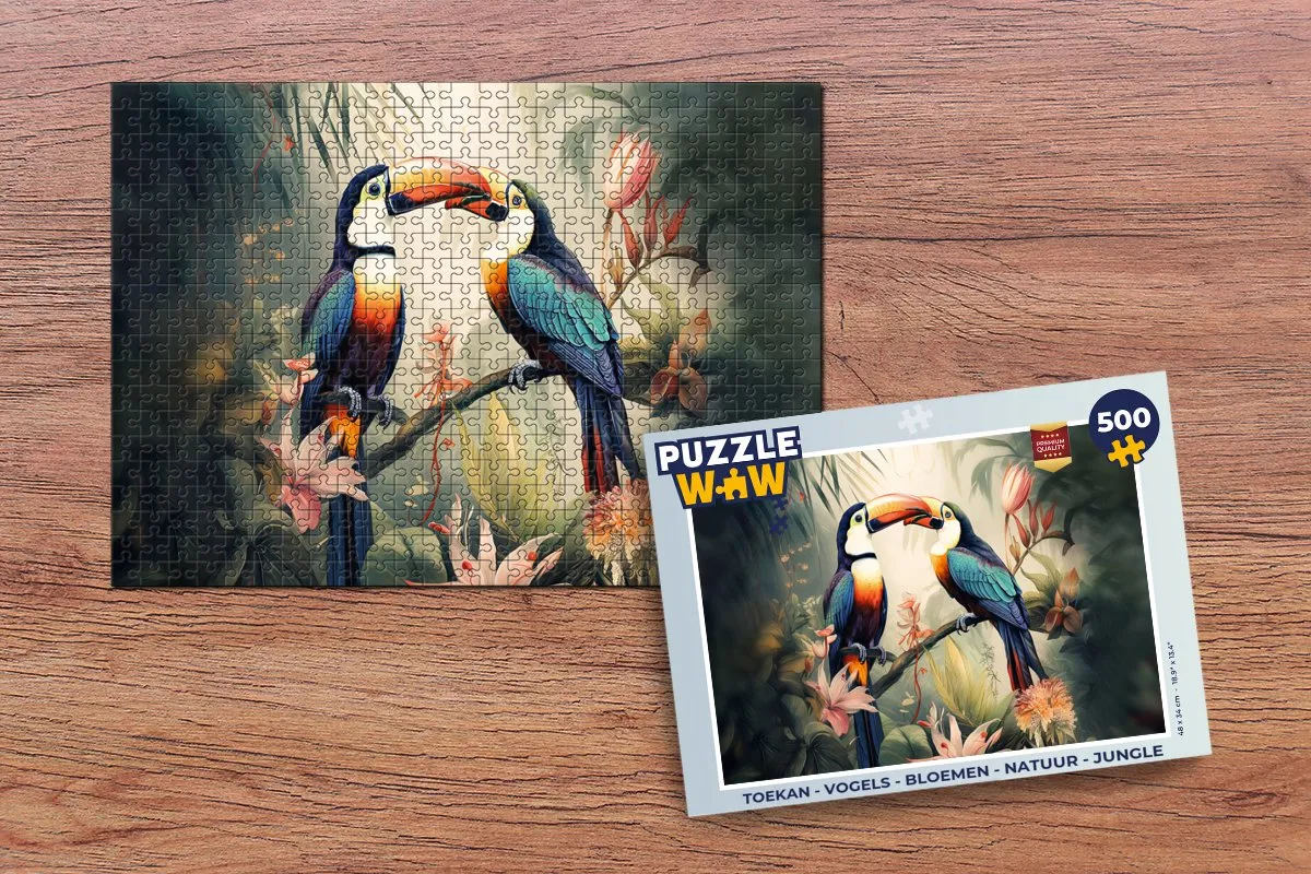 PuzzleWow Vogels Bloemen Natuur Jungle Legpuzzel 500 Stuks - Multicolor