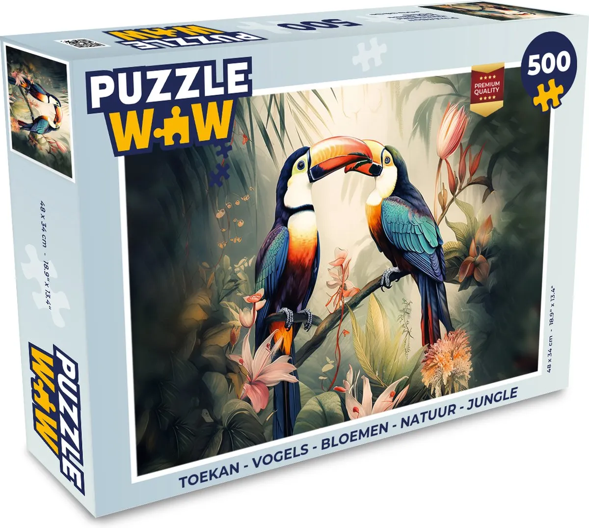 PuzzleWow Vogels Bloemen Natuur Jungle Legpuzzel 500 Stuks