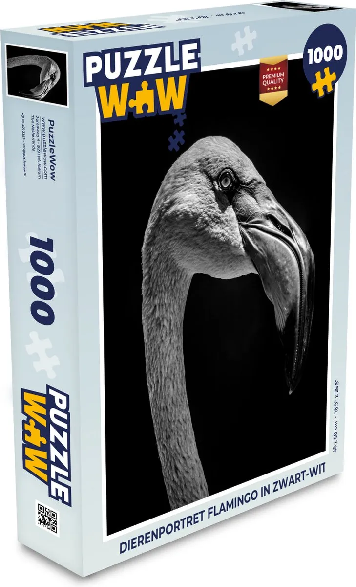 PuzzleWow Dierenportret Flamingo Legpuzzel 1000 Stuks