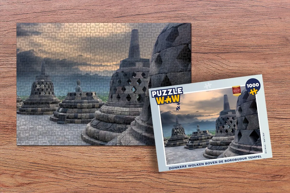 PuzzleWow Donkere Wolken Borobudur Legpuzzel 1000 Stuks