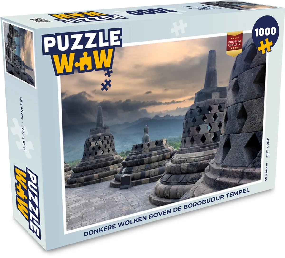 PuzzleWow Donkere Wolken Borobudur Legpuzzel 1000 Stuks - Multicolor