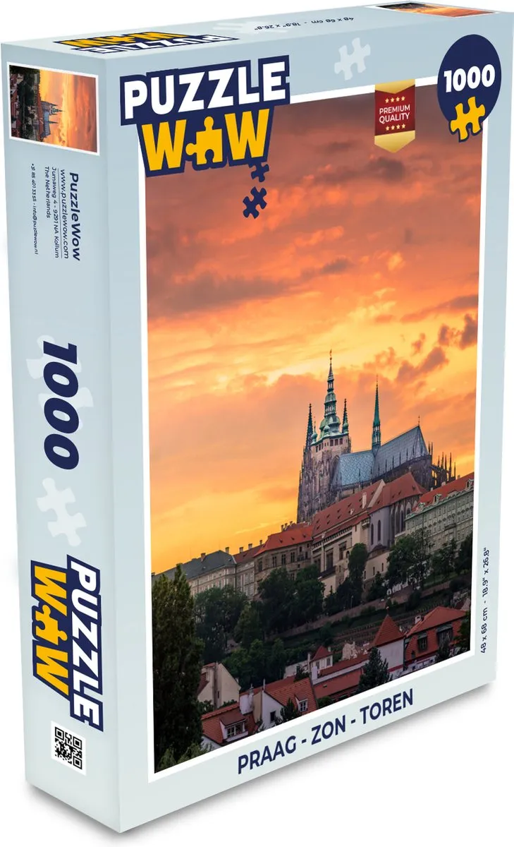 PuzzleWow Praag Zon Toren Legpuzzel 1000 Stuks - Multicolor
