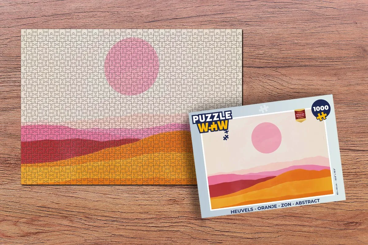 PuzzleWow Legpuzzel Heuvels - 1000 Stuks - Oranje/Abstract