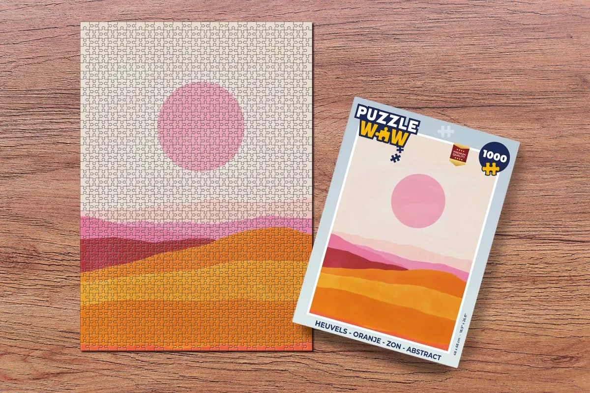 PuzzleWow Legpuzzel Heuvels - 1000 Stuks - Oranje/Abstract