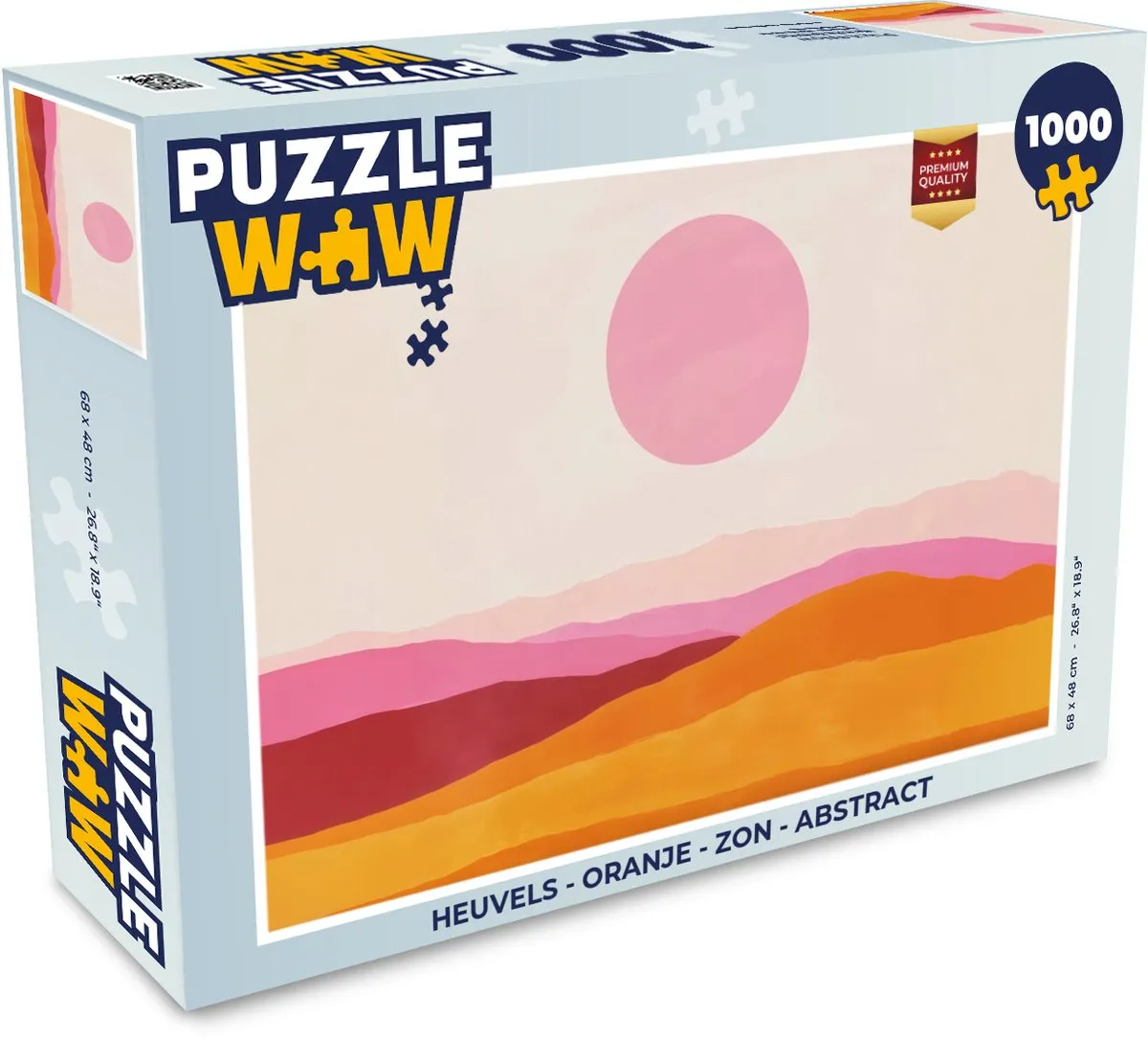 PuzzleWow Legpuzzel Heuvels - 1000 Stuks - Oranje/Abstract