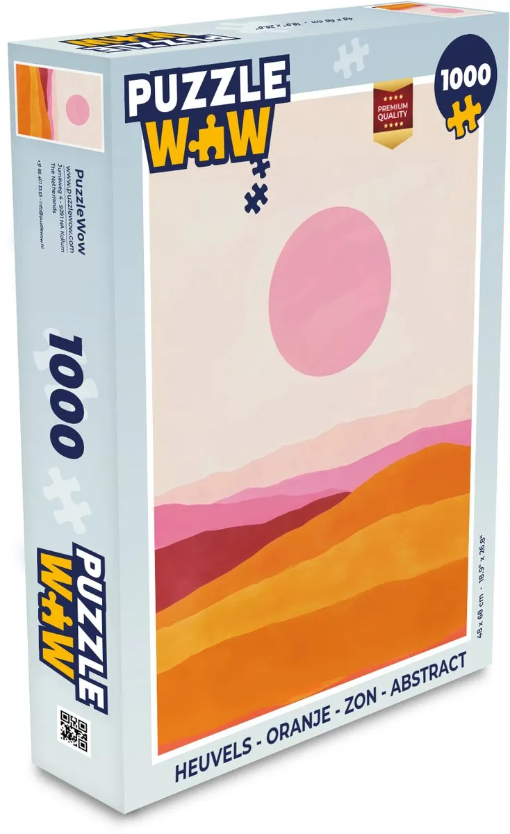 PuzzleWow Legpuzzel Heuvels - 1000 Stuks - Oranje/Abstract