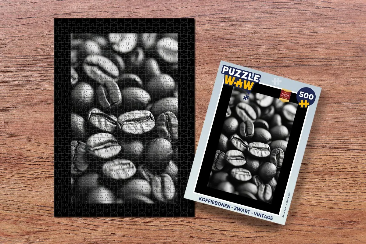 PuzzleWow Koffiebonen Legpuzzel 500 Stuks - Zwart
