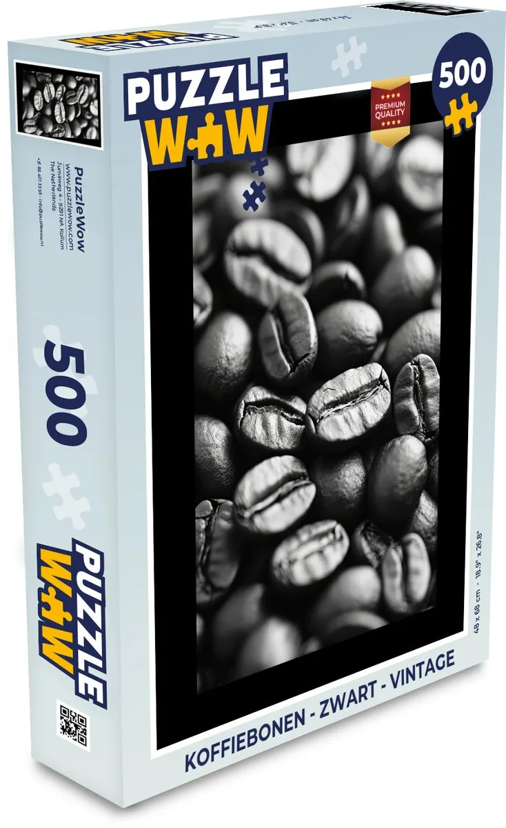PuzzleWow Koffiebonen Legpuzzel 500 Stuks - Zwart