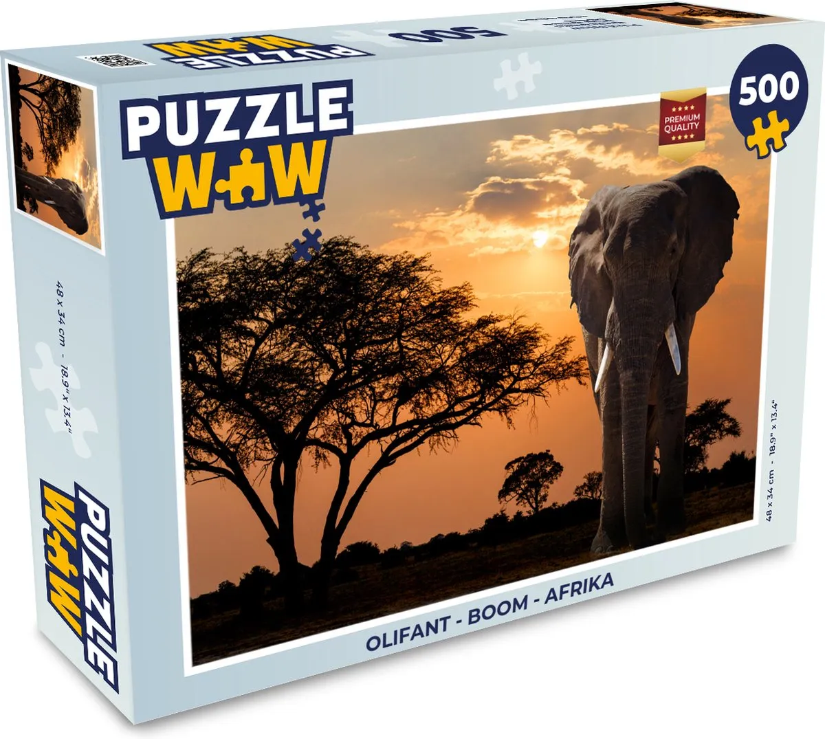 PuzzleWow Olifant Boom Afrika Legpuzzel 500 Stuks