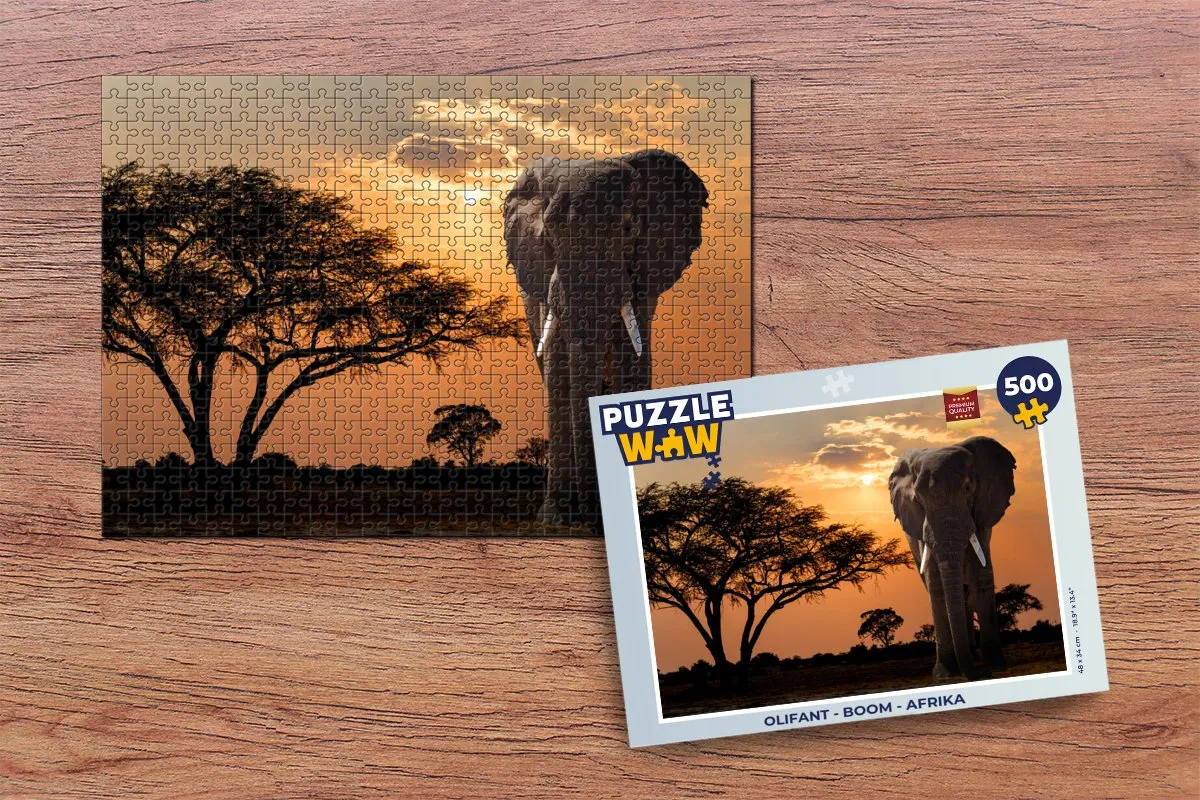 PuzzleWow Olifant Boom Afrika Legpuzzel 500 Stuks - Multicolor