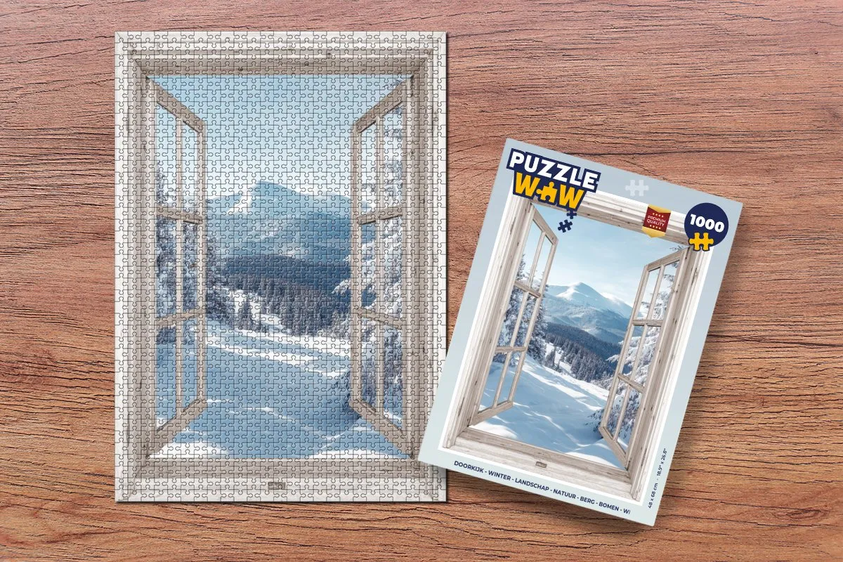 PuzzleWow Doorkijk Winter Landschap Puzzel 1000 Stuks - Bomen/Wit