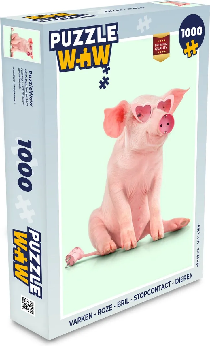 PuzzleWow Varken Bril Stopcontact Legpuzzel 1000 Stuks - Multicolor